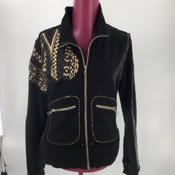 Parasuco Sweaters - Parasuco Embroidered Zip-Up Sweater Jacket sz M